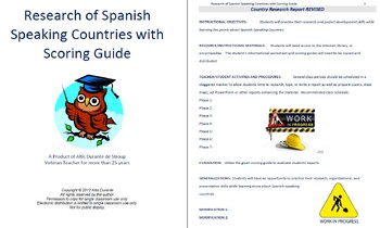 Preview of Research of Spanish Speaking Countries with Scoring Guide