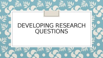 Preview of Research question development
