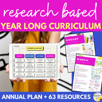 Preview of Researched Based Year Long Elementary Counseling Curriculum with Curriculum Map!