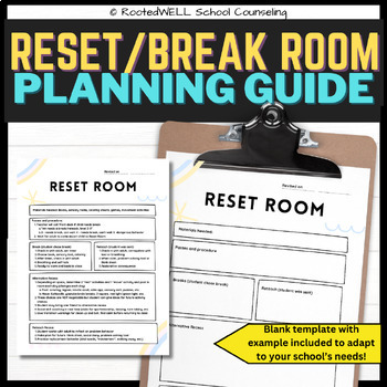 Preview of Break room, Sensory room, Reset room Protocol - Planning guide worksheet