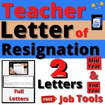 Resignation Letter Teacher Resource Year End Mid Year Letters Resign