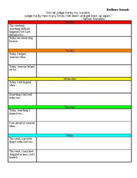 Resilience Journal Entries by Resilient Classroom and Counseling