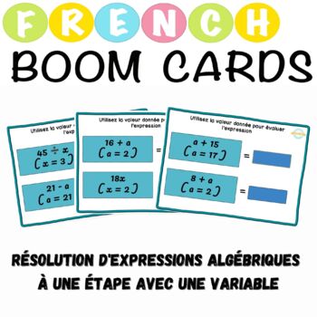 Preview of Résolution d'Expressions Algébriques à Une Étape avec Une Variable French Boom