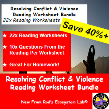 Preview of Resolving Conflict & Violence Chapter Reading Worksheet Bundle **Editable**