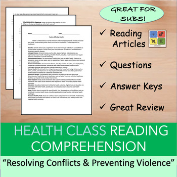 Preview of Resolving Conflicts & Preventing Violence - Health Reading Comprehension Bundle