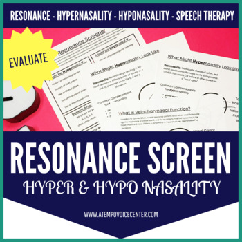 Preview of Resonance Screener Hypernasality Hyponasality for Speech Therapy