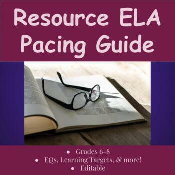 Preview of Resource English Pacing Guide for Middle School Special Education