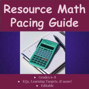 Preview of Resource Math Pacing Guide for Middle School Special Education