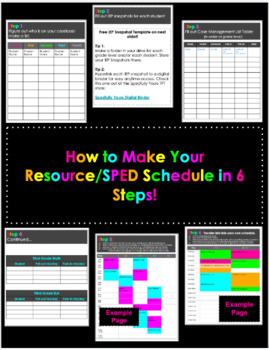 Preview of Resource/Special Ed Schedule in 6 Steps!- Editable 