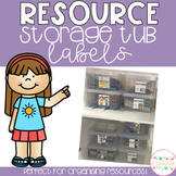 Resource Storage Tub Labels