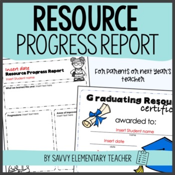 Preview of Resource Student Progress Report & Resource Graduation Certificate