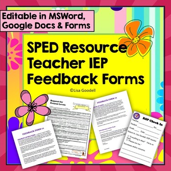 Preview of Resource Teacher Editable Input Forms - For SLPs, Special Ed