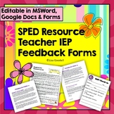 Resource Teacher Editable Input Forms - For SLPs, Special Ed