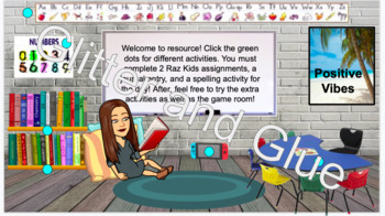 Preview of Resource room, Game Room virtual classrooms - Editable with easy to use buttons
