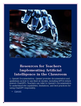Preview of Resources for Teachers Implementing Artificial Intelligence in the Classroom