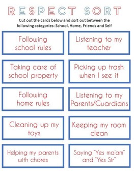 respect activity and worksheet by rachel the counselor tpt