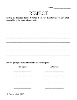 Preview of Respect Assignment