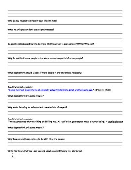 Respect Behavior Modification Worksheet by Tiffany Ackerman | TpT