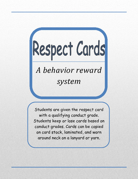 Preview of Respect Cards Behavior Reward System