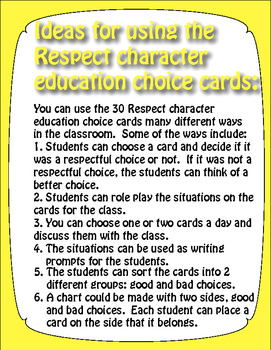 Respect Choice Cards - Character Education by Brandy Baele | TpT