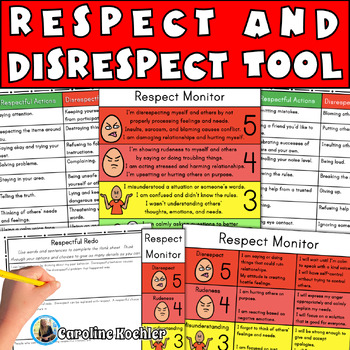 Preview of Respect Monitor Visual Chart Teach Respectful vs Disrespectful Behavior Autism