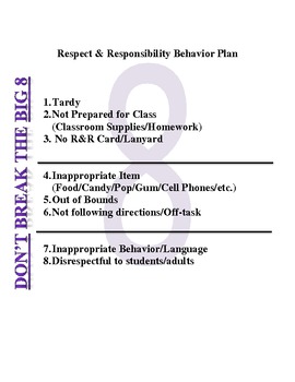 Preview of Respect & Responsibility Behavior Plan