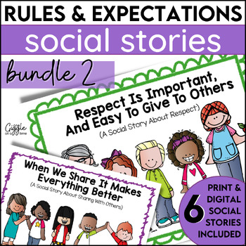 Preview of Social Stories Rules Expectations Bundle 2 Community Building Activities SEL