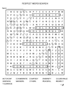 Respect Word Search! by Salamander Ed | Teachers Pay Teachers