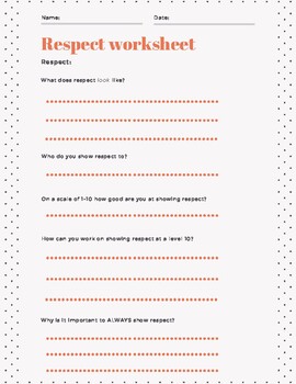 respect worksheet by brookelyn nichols teachers pay teachers