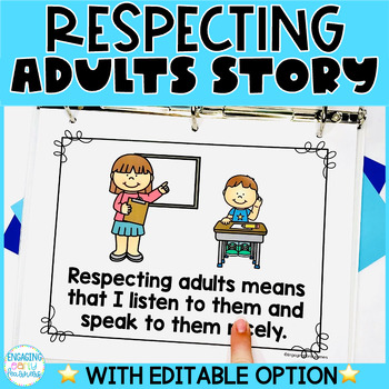 Preview of Respecting Adults Social Story with Editable Option for Clip Art | SEL Activity