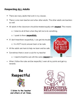 Preview of Respecting All Adults Social Story