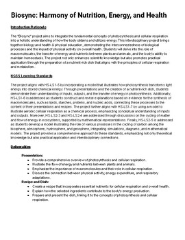 Preview of Respiration Photosynthesis Health PE Biology Project Interdisciplinary NGSS PBL