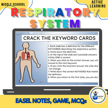 Preview of Respiratory/ Breathing system digital worksheets, game, test 7th grade science