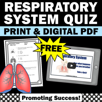 FREE Respiratory System Test, Human Body Systems Grade 5 Assessment