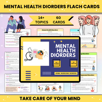 Preview of Mental Health Disorder Flash Cards 60 Pages | Study Guide | Nursing Study Notes