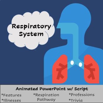Preview of Respiratory System Lesson- PowerPoint w/ Animations & Script, Art Handout, Quiz