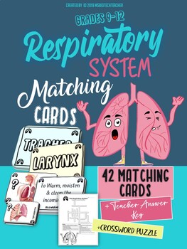 Preview of Respiratory System Matching Cards & Crossword Puzzle-High School