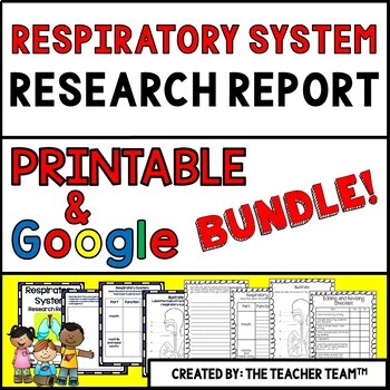 Preview of Respiratory System Report Printable and Google Slides Bundle