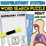 Respiratory System Word Search Puzzle Human Body Science W