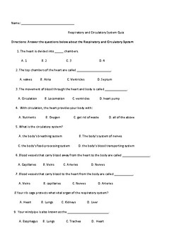 Quiz - The Circulatory System