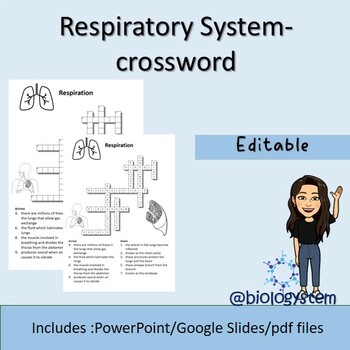 Preview of Respiratory system/Respiration-crossword game