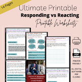 Responding Vs Reacting Therapy worksheets Communication St