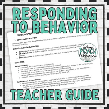 Preview of Responding to Behavior Procedure Guide Classroom Management Teacher SPED