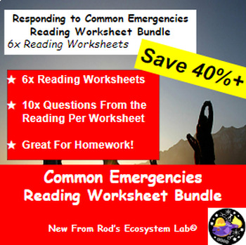 Preview of Responding to Common Emergencies Lesson Reading Worksheet Bundle **Editable**