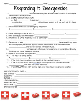 Preview of Responding to Emergency Situations Worksheet