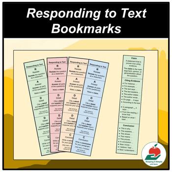 Preview of Responding to Text Bookmarks (RADDC) - Free