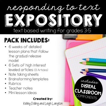 Preview of Responding to Text Writing Curriculum: Expository