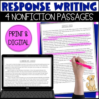 Preview of Response Writing Passages - Nonfiction - RACES Strategy