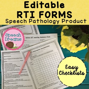 Preview of Response to Early Intervention for The Speech Pathologist | EDITABLE