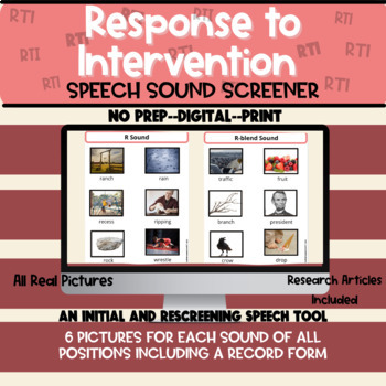 Preview of Response to Intervention for Speech Therapy/Articulation Screening Tool